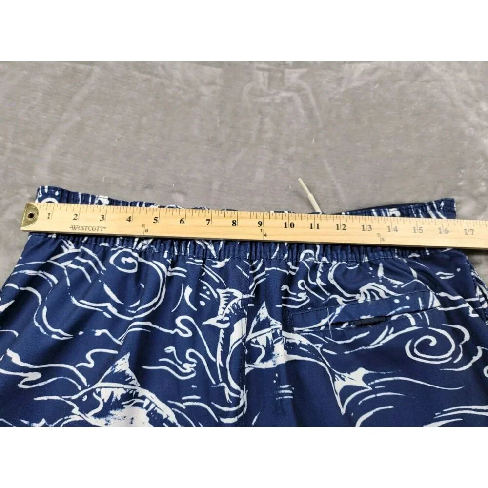 Nautica lined Board shorts Mens Large Blue Pockets,Fish Marlins Swim Trunks‎